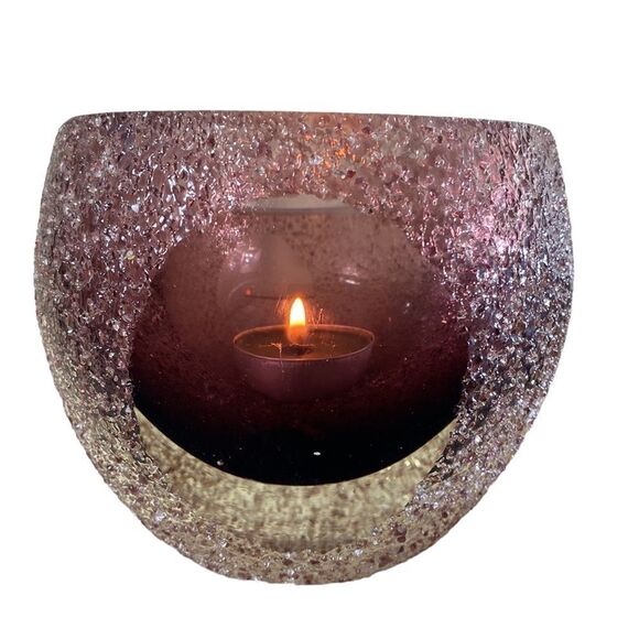Saks fifth avenue crystal tea light candle holder amethyst geode textured - Picture 1 of 6